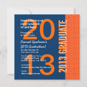 2013 of een jaar Afstuderen blauw en Sinaasappel G Kaart (Voorkant)