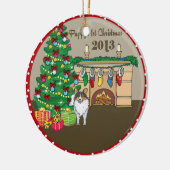 2013 Sheltie Puppys Eerste Kerstmis Keramisch Ornament (Links)