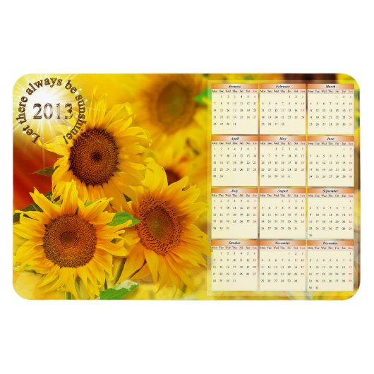 2013 Sunflower Calendar Magnet Magneet (Horizontaal)