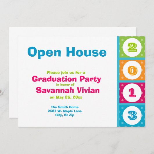 2013 Uitnodigingen van de Graduation Party (Voorkant / Achterkant)