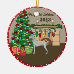 2013 Weimaraner Puppys Eerste Kerstmis Keramisch Ornament