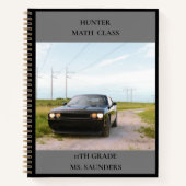 2013 Zwarte Spier Auto School Class Sportwagen Notitieboek (Voorkant)
