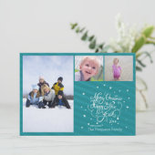 2014 3 blauwe strepen voor kerstfeestdagen feestdagenkaart (Staand voorkant)