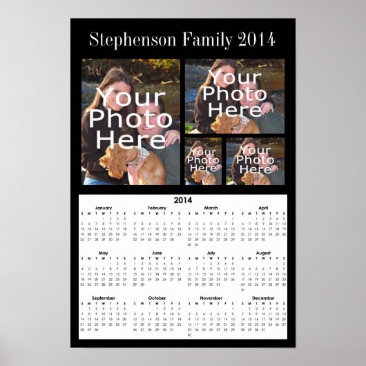 2014 Aangepaste fotocollage kalender Poster (Voorkant)