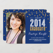 2014 AFSTUDEREN goudglitter confetti royal blue Kaart (Voorkant / Achterkant)