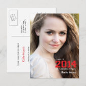 2014 Afstuderen Uitnodiging Briefkaart | Red (Voorkant / Achterkant)