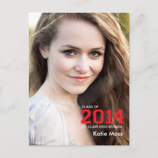 2014 Afstuderen Uitnodiging Briefkaart | Red (Voorkant)