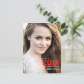 2014 Afstuderen Uitnodiging Briefkaart | Red (Staand voorkant)
