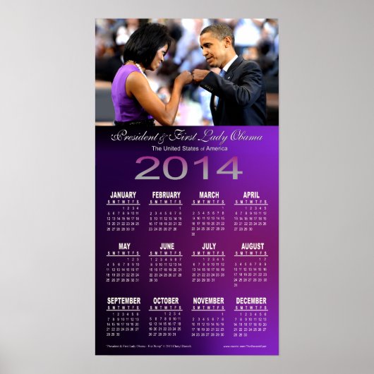 2014 Barack and Michelle Obama Fist Bump Calendar Poster (Voorkant)