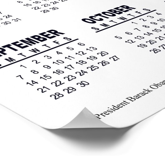 2014 Barack Obama Cutout Calendar | wit Poster (Hoek)