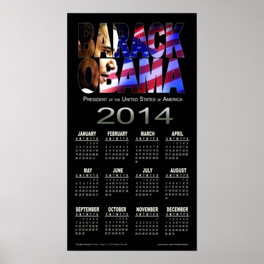 2014 Barack Obama Cutout Calendar | zwart Poster (Voorkant)