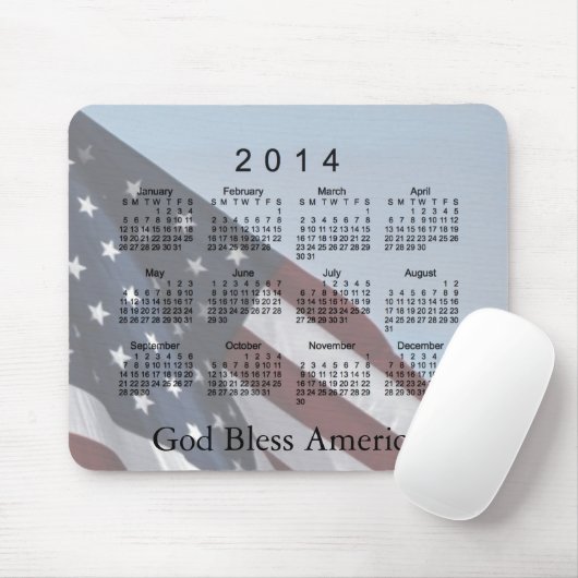 2014 Calendar God Bless America Muismat (Met muis)