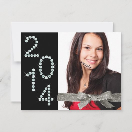 2014 Diamond Bling Glitter Ribbon Afstuderen Kaart (Voorkant)