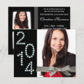 2014 Diamond Bling Glitter Ribbon Afstuderen Kaart (Voorkant / Achterkant)