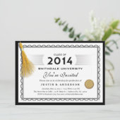 2014 Diploma Afstuderen Uitnodiging met Gold Tasse (Staand voorkant)