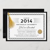 2014 Diploma Afstuderen Uitnodiging met Gold Tasse (Voorkant / Achterkant)