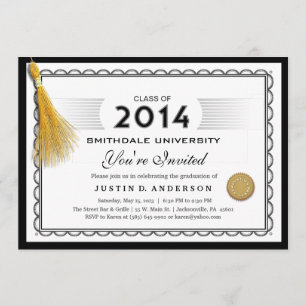 2014 Diploma Afstuderen Uitnodiging met Gold Tasse