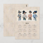 2014 Edwardian Mode Pocket Calendar Briefkaart (Voorkant / Achterkant)