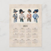 2014 Edwardian Mode Pocket Calendar Briefkaart (Voorkant)