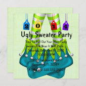 2014 Elf Shoes Ugly Sweater Holiday Party Invite Kaart (Voorkant / Achterkant)