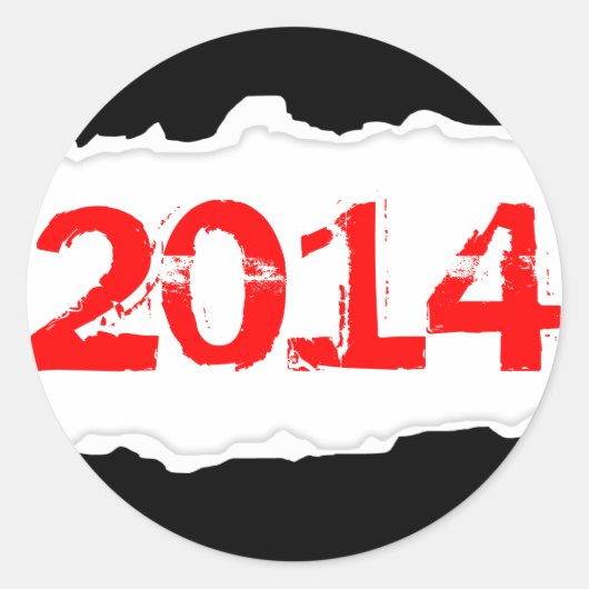 2014 (gescheurd papier) ronde sticker (Voorkant)