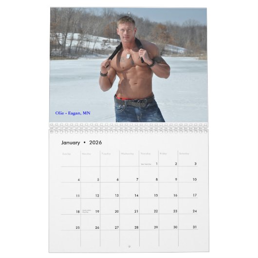 2014 Global Jongens hunk-kalender Kalender (Jan 2026)