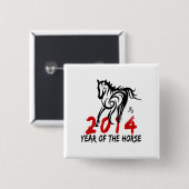 2014 Jaar van de paarden Vierkante Button 5,1 Cm (Voorkant /achterkant)