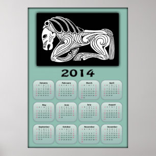 2014 Jaar van het Paard kalender met Scythisch paa Poster