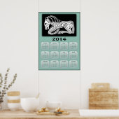 2014 Jaar van het Paard kalender met Scythisch paa Poster (Keuken)