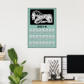 2014 Jaar van het Paard kalender met Scythisch paa Poster (Thuiskantoor)