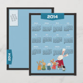2014 kalender - Gelukkig Nieuwjaar Konijn Familie Feestdagenkaart (Voorkant / Achterkant)
