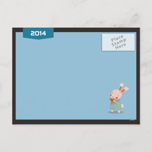 2014 kalender - Gelukkig Nieuwjaar Konijn Familie Feestdagenkaart (Achterkant)