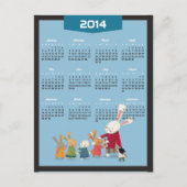 2014 kalender - Gelukkig Nieuwjaar Konijn Familie Feestdagenkaart (Voorkant)
