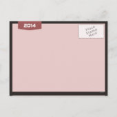2014 Kalender - Jaar van het Paard Retro Roze Kleu Feestdagenkaart (Achterkant)