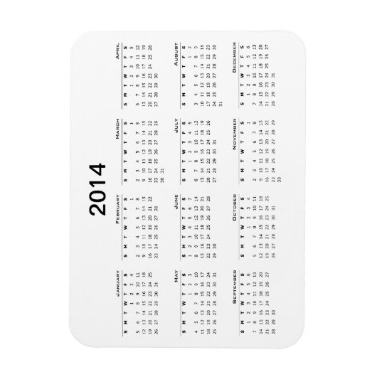 2014 Kalender Koelkast Magneet (Verticaal)
