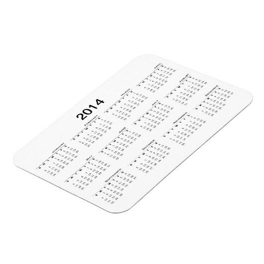 2014 Kalender Koelkast Magneet (Linkerzijde)