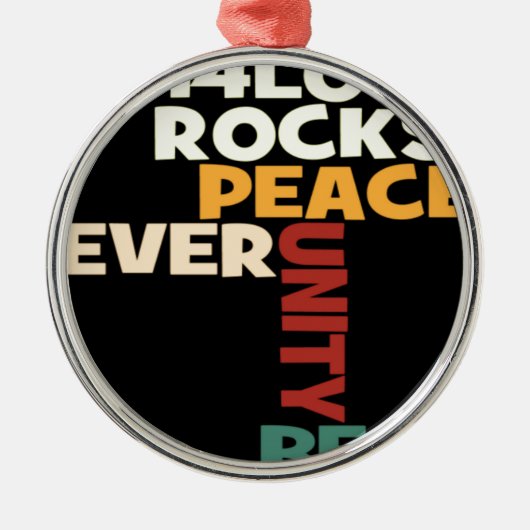 2014 Love Rocks Peace Art Print Metalen Ornament (Voorkant)