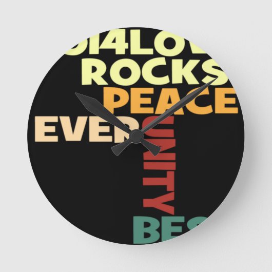 2014 Love Rocks Peace Art Print Ronde Klok (Voorkant)