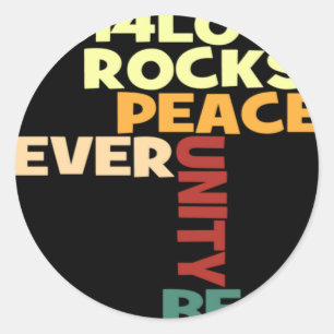 2014 Love Rocks Peace Art Print Ronde Sticker