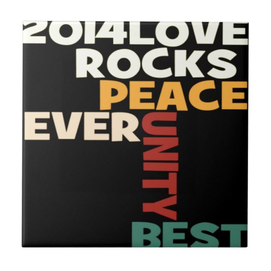 2014 Love Rocks Peace Art Print Tegeltje (Voorkant)