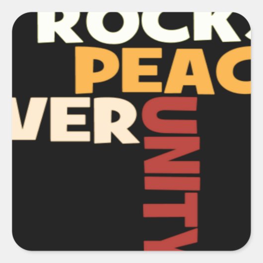 2014 Love Rocks Peace Art Print Vierkante Sticker (Voorkant)