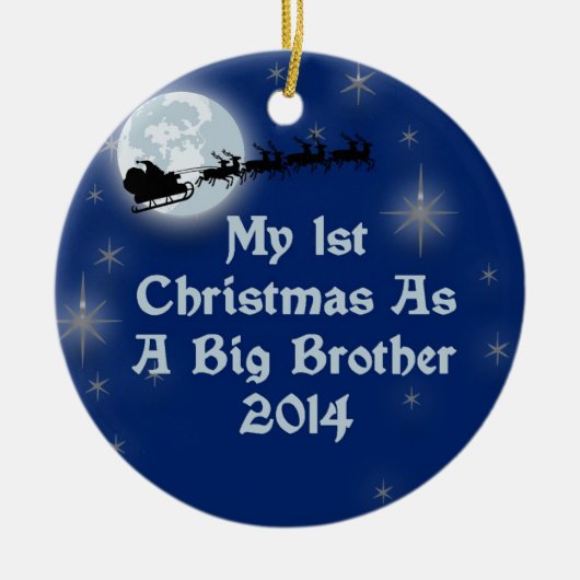 2014 Mijn eerste Kerstmis als Big Brother Keramisch Ornament (Voorkant)