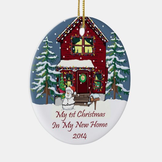 2014 Mijn nieuwe thuiskerst Keramisch Ornament (Rechts)