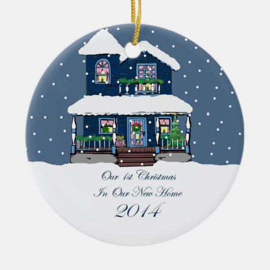 2014 Nieuw kerstfeest Victoriaans Keramisch Ornament (Voorkant)