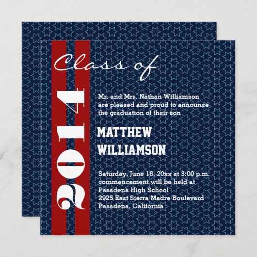 2014 of elk jaar rood wit blauw afstuderen V02 Aankondiging (Voorkant / Achterkant)