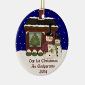 2014 Onze eerste kerst als godouders Keramisch Ornament (Rechts)