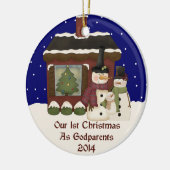 2014 Onze eerste kerst als godouders Keramisch Ornament (Links)