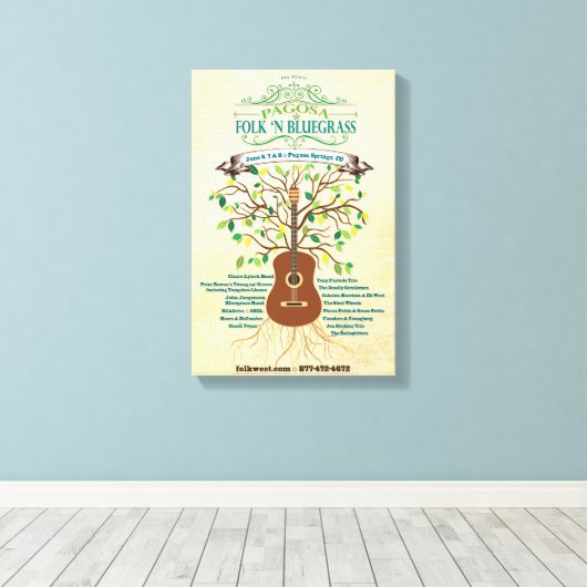 2014 Pagosa Folk 'N Bluegrass Poster Canvas Afdruk (Insitu (Houten vloer))