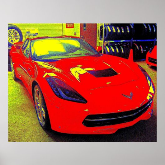 2014 Red Corvette Stingray Poster (50 x 40 inch) (Voorkant)