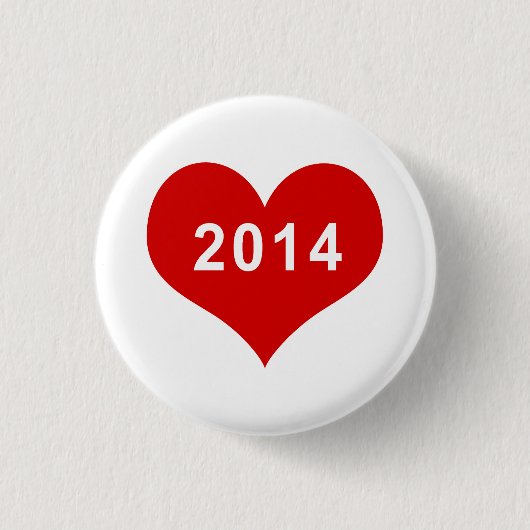 2014 Rode Hart Knop Ronde Button 3,2 Cm (Voorkant)